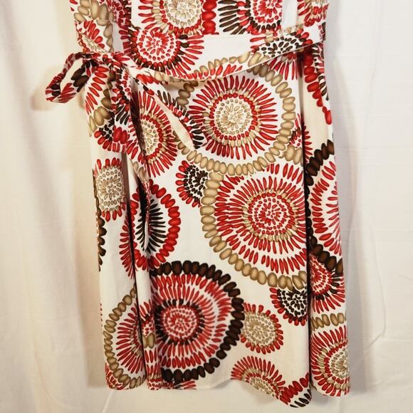 Breakin Loose $50 16 Red White Brown Cotton Stretch Fit & Flare Sleeveless Dress - Picture 3 of 10